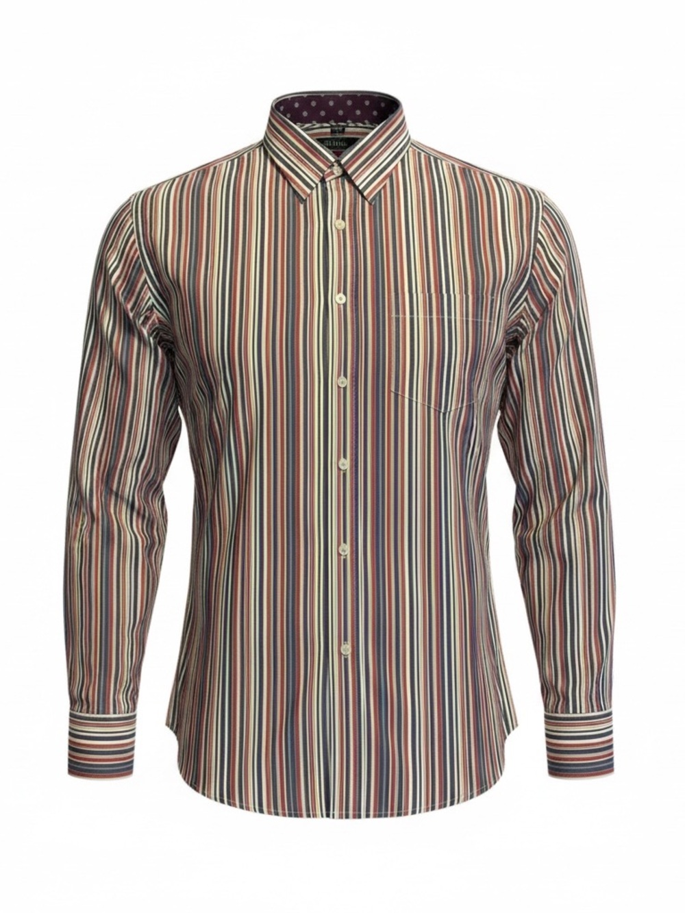 New w/ tag BOGARI Men's Striped polo Dress Shirt long sleeve button down large